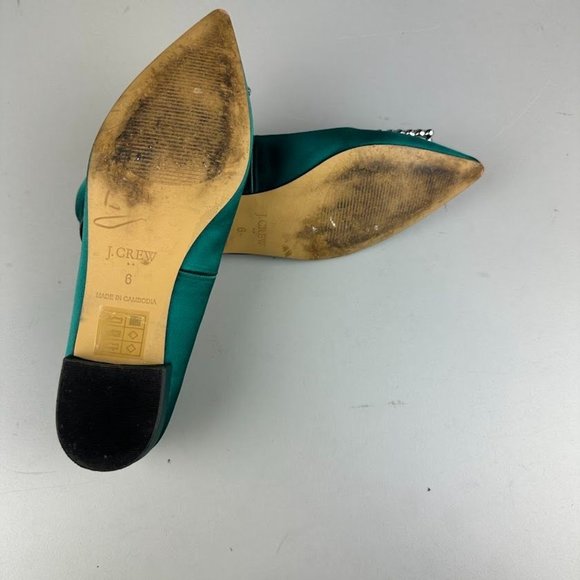 J. Crew Factory Crystal-embellished Pointed-toe Flats in Green - Picture 6 of 6